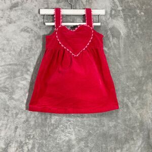 Gymboree Toddler Red Velour Heart Dress Skirtall Jumper toddler size 2T buttons